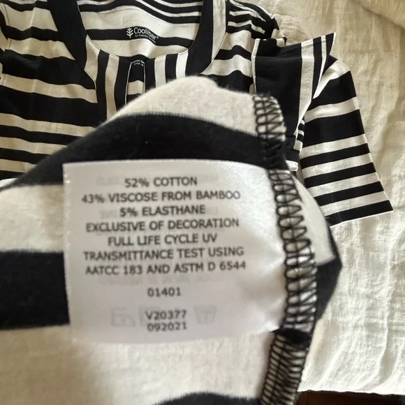 Women’s Coolibar Oceanside Tunic Black and White Striped Dress Sz M - Picture 6 of 10